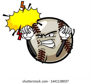 funny baseball Ball cartoon character Mascot with face expression. Vector Illustration Isolated On White Background
