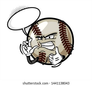 funny baseball Ball cartoon character Mascot with face expression. Vector Illustration Isolated On White Background
