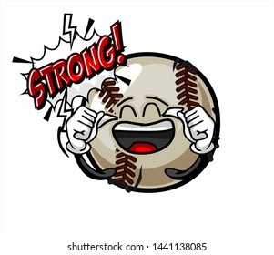 funny baseball Ball cartoon character Mascot with face expression. Vector Illustration Isolated On White Background
