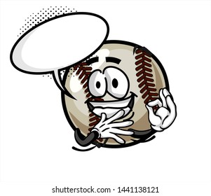 funny baseball Ball cartoon character Mascot with face expression. Vector Illustration Isolated On White Background
