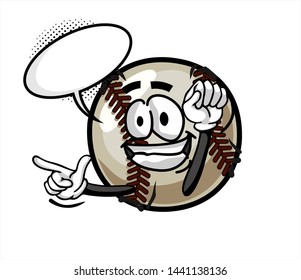 funny baseball Ball cartoon character Mascot with face expression. Vector Illustration Isolated On White Background
