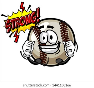 funny baseball Ball cartoon character Mascot with face expression. Vector Illustration Isolated On White Background
