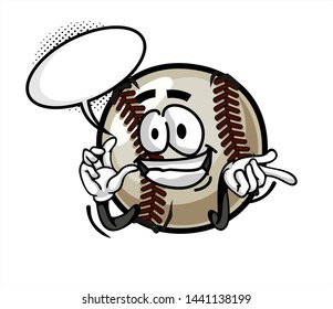 funny baseball Ball cartoon character Mascot with face expression. Vector Illustration Isolated On White Background
