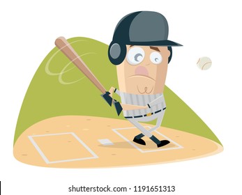 funny baseball batter is ready for the ball