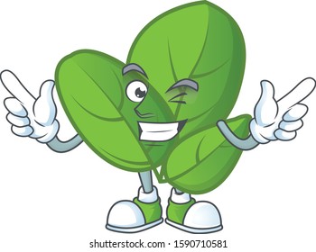Funny basil cartoon character style with Wink eye