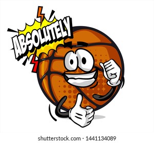 funny basketball Ball cartoon character Mascot with face expression. Vector Illustration Isolated On White Background