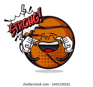 funny basketball Ball cartoon character Mascot with face expression. Vector Illustration Isolated On White Background