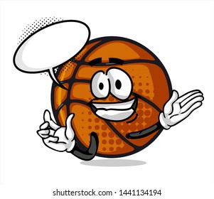 funny basketball Ball cartoon character Mascot with face expression. Vector Illustration Isolated On White Background