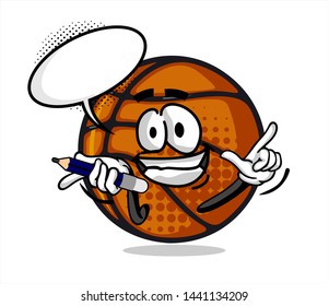 funny basketball Ball cartoon character Mascot with face expression. Vector Illustration Isolated On White Background