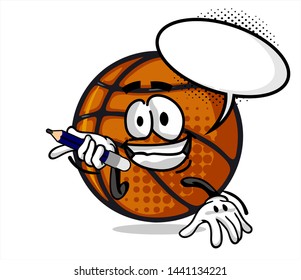 funny basketball Ball cartoon character Mascot with face expression. Vector Illustration Isolated On White Background