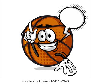 funny basketball Ball cartoon character Mascot with face expression. Vector Illustration Isolated On White Background