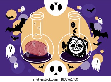 funny bat and ghost halloween festival 