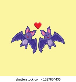 funny bat and love vector illustration design. halloween vector