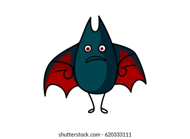 Funny Bat Sad. vector Illustration. Isolated on white background.