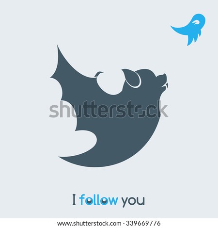 Funny bat, satirical illustration