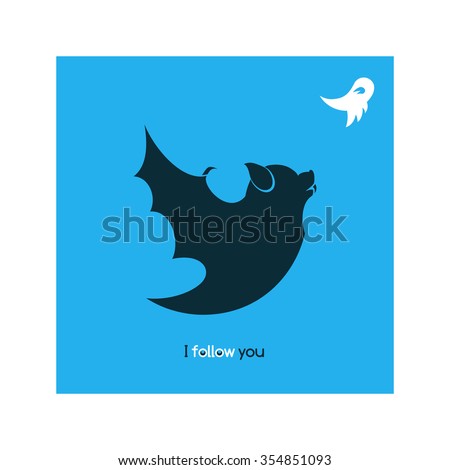 Funny bat, satirical illustration. Vector parody icon, t-shirt template