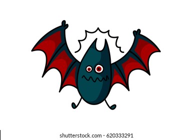 Funny Bat Shocked. vector Illustration. Isolated on white background.