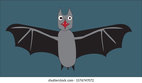Funny bat vector illustration. Hand drawn simple bat vector illustration.