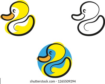 Funny bath duck cartoon logo