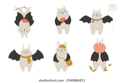 Funny Bats Hand Drawn Vector Illustrations. Playful and Quirky Characters for Art and Design