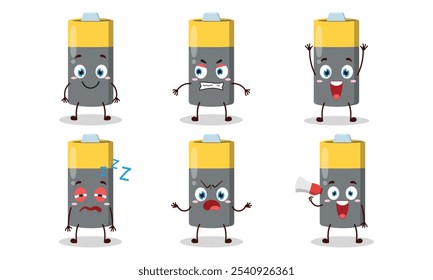 funny battery cartoon with many expressions design illustration