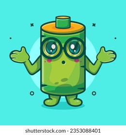 funny battery character mascot with confused gesture isolated cartoon in flat style design