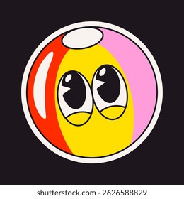 Funny beach ball retro sticker