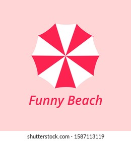 Funny beach logo template for with red and white colors