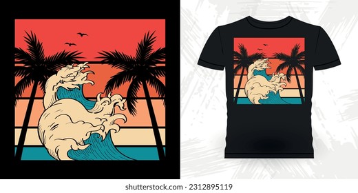 Funny Beach Summer Vacation Retro Vintage Surfing Surfer Lover Summer T-shirt Design