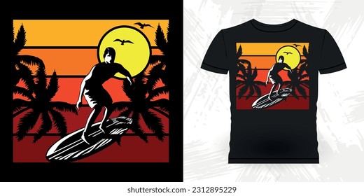 Funny Beach Summer Vacation Retro Vintage Surfing Surfer Lover Summer T-shirt Design