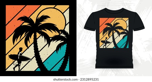 Funny Beach Summer Vacation Retro Vintage Surfing Surfer Lover Summer T-shirt Design