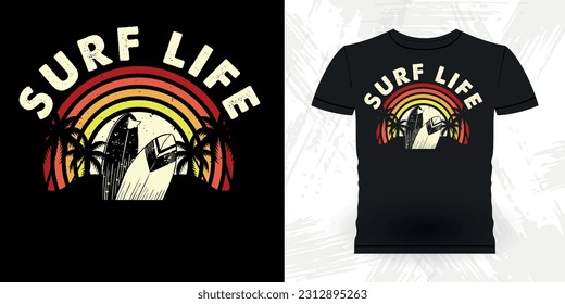 Funny Beach Summer Vacation Retro Vintage Surfista Lover Diseño de camisetas de verano