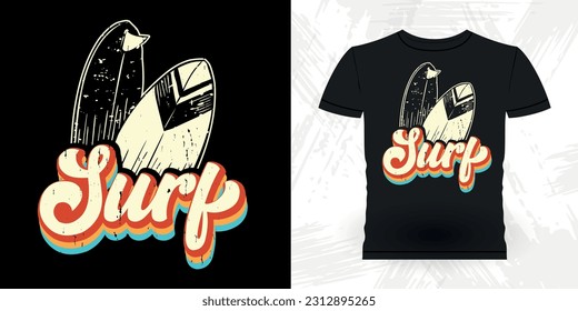 Funny Beach Summer Vacation Retro Vintage Surfing Surfer Lover Summer T-shirt Design