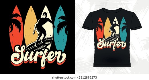 Funny Beach Summer Vacation Retro Vintage Surfing Surfer Lover Summer T-shirt Design