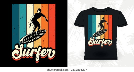 Funny Beach Summer Vacation Retro Vintage Surfing Surfer Lover Summer T-shirt Design