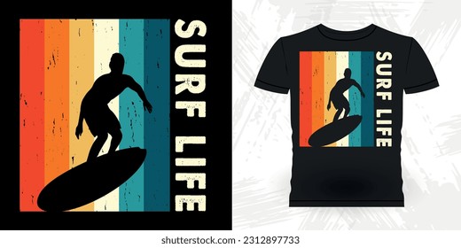 Funny Beach Summer Vacation Retro Vintage Surfing Surfer Lover Summer T-shirt Design