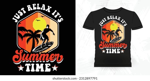 Funny Beach Summer Vacation Retro Vintage Surfing Surfer Lover Summer T-shirt Design