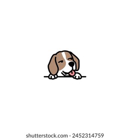 Funny beagle dog looking sideways cartoon, vector illustration