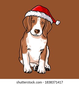 funny beagle dog wearing santa claus christmas costume