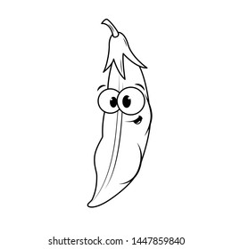 Funny Beans with eyes, silhouette, children's coloring book. Fruits and vegetables.