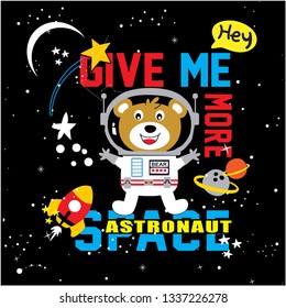 Funny bear astronaut animal cartoon vector