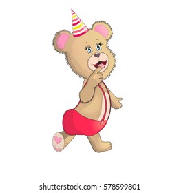 Funny bear in birthday cap EPS10