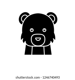 Funny bear black icon, vector sign on isolated background. Funny bear concept symbol, illustration 