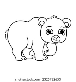 Funny bear cartoon vector coloring page