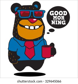 funny bear character vector design for tee