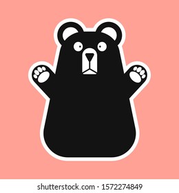 Funny bear character vector illustration in flat style 