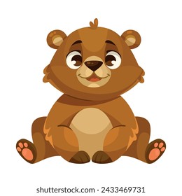 Funny Bear Cub with Cute Snout Sitting Vector Illustration