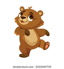 Cachorro de oso divertido con lindo hocico caminando ilustración vectorial