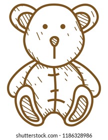 Funny bear cub - vector toy icon  in pencil drawing style