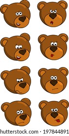 funny bear emoji in six emotions